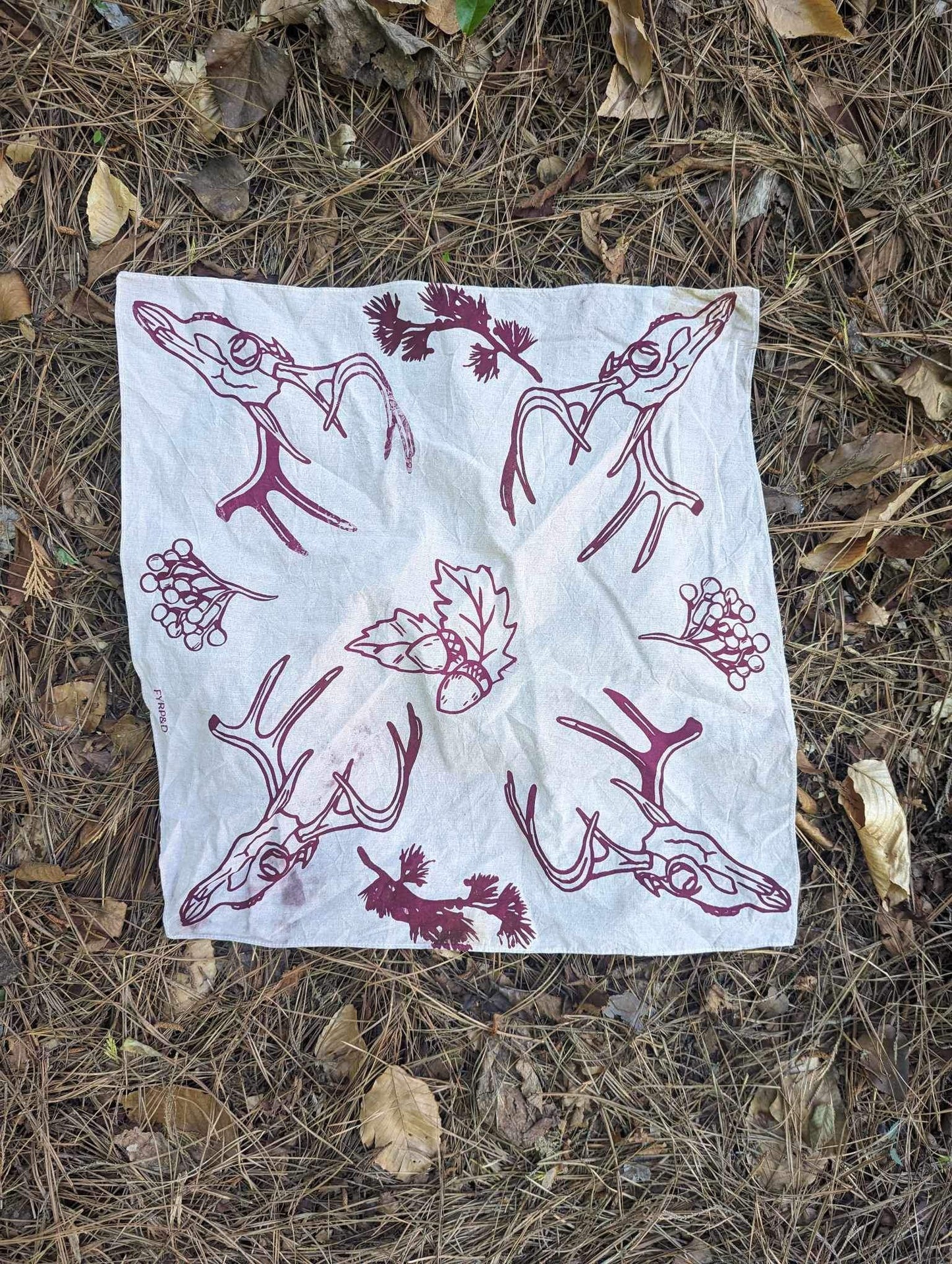 Avocado Deer Skull Bandana